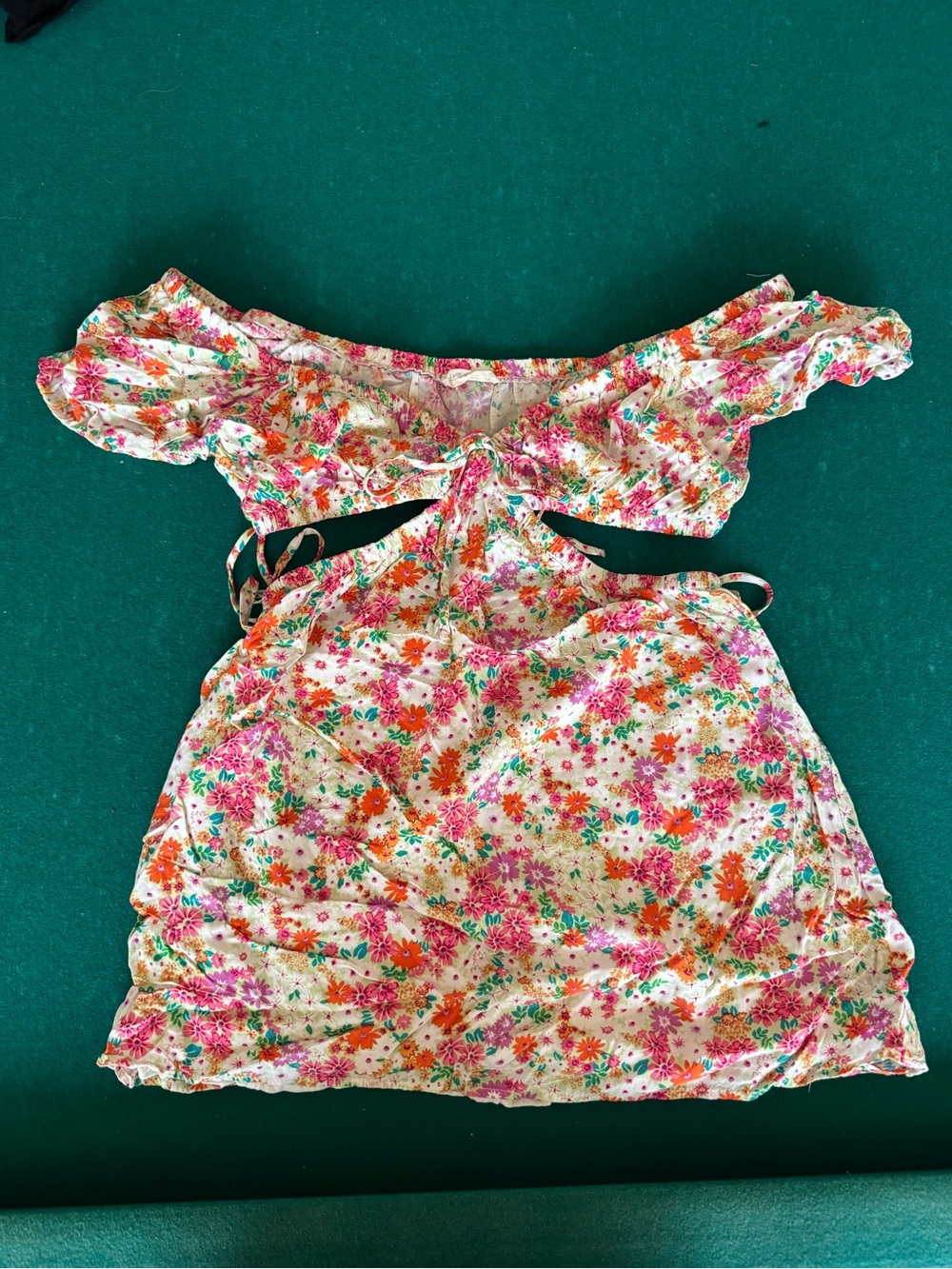 ILLA ILLA Floral Mini Dress in White, Pink, Orange, Green
